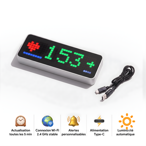 Afficheur de glycémie GlucyView compatible Dexcom et FreeStyle Libre, écran LED lumineux